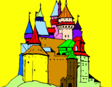 Disegno Castello medievale  pitturato su samuel