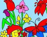 Disegno Fauna e Flora pitturato su valentina