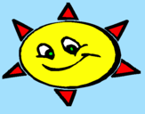 Disegno Sole sorridente  pitturato su rachele aerelli
