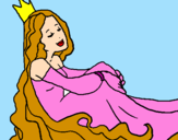 Disegno Principessa rilassata  pitturato su nestor