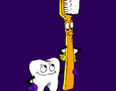 Disegno Molare e spazzolino da denti pitturato su jessica  gatto 