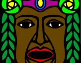 Disegno Maschera Maya pitturato su giulia