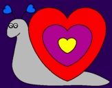 Disegno Lumachina cuore  pitturato su dalila