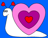 Disegno Lumachina cuore  pitturato su marta
