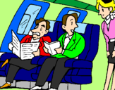Disegno Passeggeri nell'aereo  pitturato su giovanni
