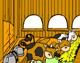 Disegno Mucche nella stalla  pitturato su davide lombi