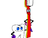 Disegno Molare e spazzolino da denti pitturato su ele