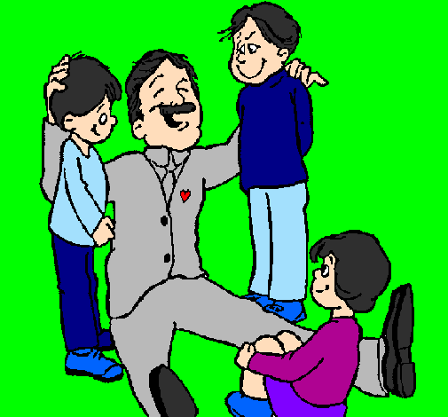 Papà con i suoi 3 figli 