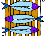 Disegno Pesce pitturato su indra