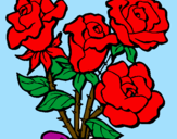 Disegno Mazzo di rose  pitturato su fra