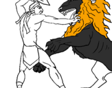 Disegno Gladiatore contro un leone pitturato su emanuele