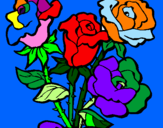 Disegno Mazzo di rose  pitturato su alessia d