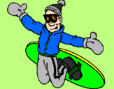 Disegno Salto con lo snowboard pitturato su sara