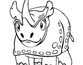 Disegno Rinoceronte  pitturato su oonkora