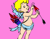 Disegno Cupido  pitturato su fata