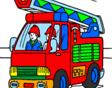Disegno Camion dei Pompieri  pitturato su ELIA  B.