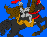 Disegno Cavaliere a cavallo pitturato su Maty