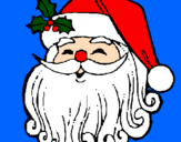 Disegno Faccione Babbo Natale  pitturato su rossana