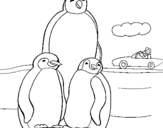 Disegno Famiglia pinguino  pitturato su pingu