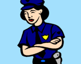 Disegno Poliziotta  pitturato su kiara
