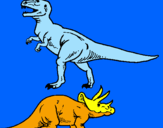 Disegno Triceratops e Tyrannosaurus Rex pitturato su nino finizio
