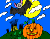 Disegno Halloween paesaggio pitturato su itaria