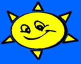 Disegno Sole sorridente  pitturato su Marco
