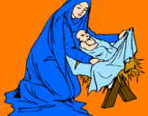 Disegno Nascita di Gesù Bambino pitturato su martina