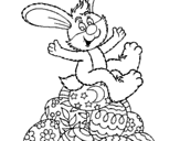Disegno Coniglio di Pasqua pitturato su ico