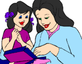 Disegno Madre e figlia  pitturato su anónimo