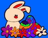 Disegno Coniglietto di Pasqua  pitturato su Alessandra