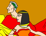 Disegno Cesare e Cleopatra  pitturato su Gaia