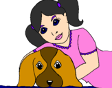 Disegno Bambina che abbraccia il suo cagnolino  pitturato su francesca