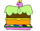 Disegno Torta di compleanno  pitturato su TORTA
