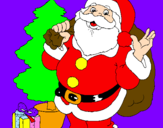 Disegno Babbo Natale con lalbero di Natale pitturato su ALICE