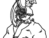 Disegno Folletto che suona l'arpa  pitturato su elfo