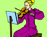 Disegno Dama violinista  pitturato su chiara