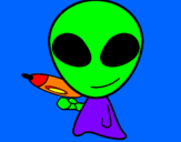 Disegno Alieno II pitturato su marty