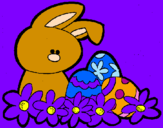 Disegno Coniglietto di Pasqua  pitturato su ELENA D 2004