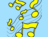 Disegno Note nella scala musicale  pitturato su elia drudi