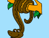 Disegno Serpente avvinghiata ad un albero  pitturato su michele