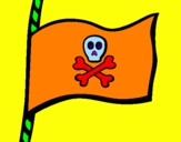 Disegno Bandiera dei pirati pitturato su chiara 