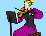 Disegno Dama violinista  pitturato su marta