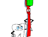 Disegno Molare e spazzolino da denti pitturato su kevin di  cossato