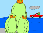 Disegno Famiglia pinguino  pitturato su DIANA ANNI 4