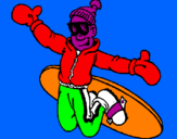 Disegno Salto con lo snowboard pitturato su silvia