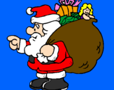 Disegno Babbo Natale e il suo sacco di regali  pitturato su kevin