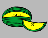 Disegno Melone  pitturato su margarita