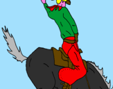 Disegno Cowboy a cavallo  pitturato su gabriele