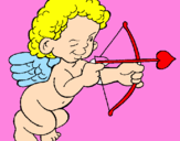 Disegno Cupido prende la mira  pitturato su beatrice